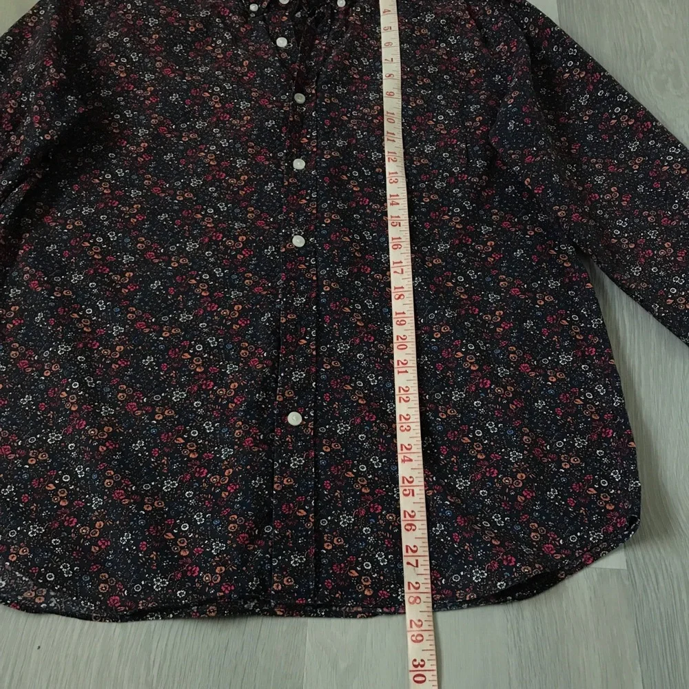 J CREW MENS SHIRT FLORAL BLACK RED BUTTON DOEN LONG SLEEVE LARGE